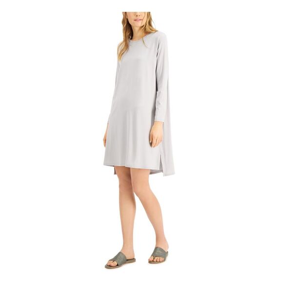 EILEEN FISHER Dresses & Skirts - EILEEN FISHER Womens Gray Long Sleeve Crew Neck Short Shift Dress XS\TP